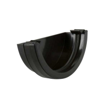 112mm Black Gutter External Stopend Roundstyle