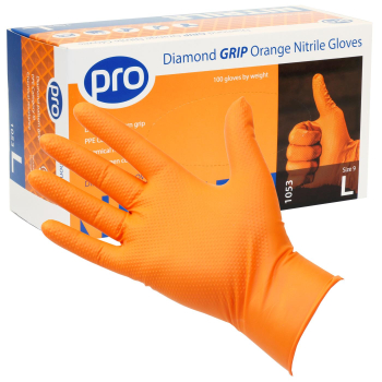 Orange Diamond Grip Nitrile