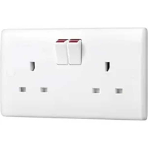 2 Gang Switched 13amp Socket White