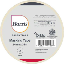 Harris Essentials Masking Tape 24mm x 25m 2pk