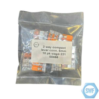2 Way Compact Lever Connector 6mm Pack of 10 Wago 221 2 Way Compact Lever Connector 6mm Pack of 10 Wago 221