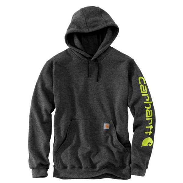 Carhartt, Logo Hoodie, Carbon Grey, Mens, (M)